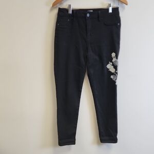 d. jeans Black Skinny Jeans with Floral Detail